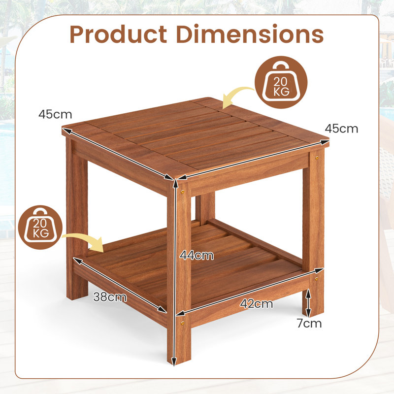 Square Outdoor Side Table , 45cm cm W 45cm cm D