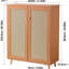 Armoire à chaussures en rotin, range-chaussures à 5 niveaux avec 2 portes et tablettes réglables, armoire de rangement à chaussures en rotin de 40,35 po de hauteur