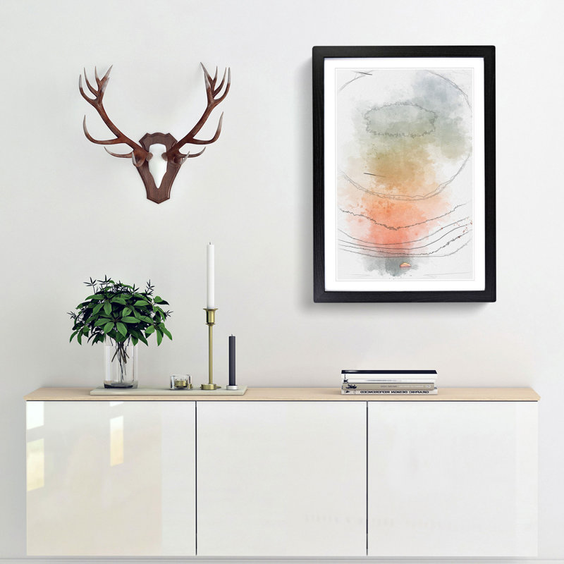 Glorious Sunset - Single Picture Frame Painting on MDF, 63cm H x 45cm W x 2cm D, Black Framed
