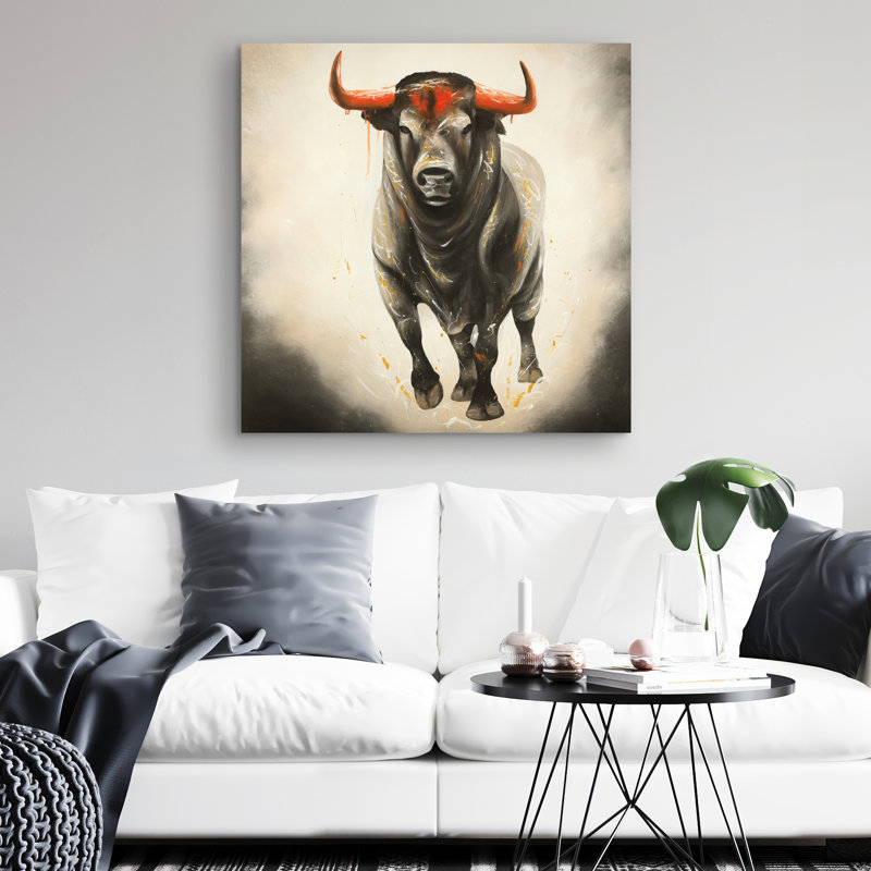 Fierce bull - 32"x32" art on canvas