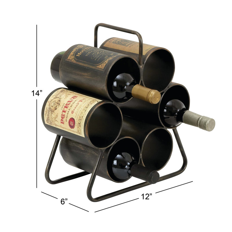 Black Industrial Metal 6-Bottle Tabletop Wine Rack