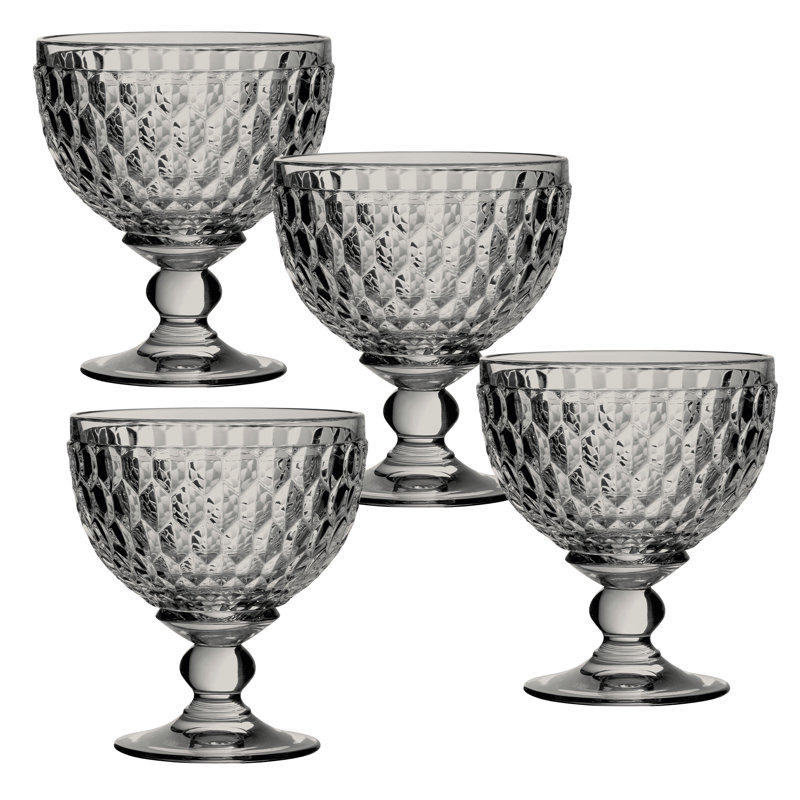 Villeroy & Boch Boston 13.25 oz Crystal Coupe Champagne/Footed Dessert Bowl, 4, Smoke
