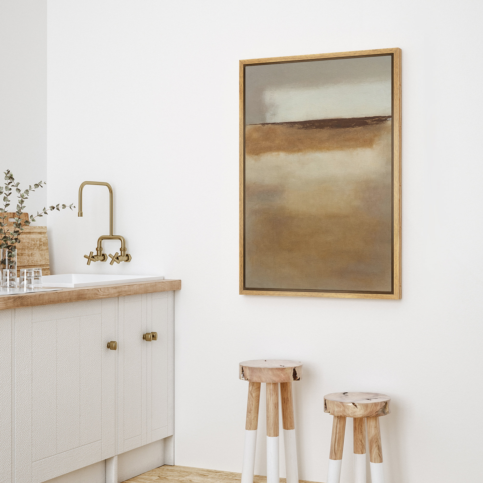 wall26 Earth Tone Abstract Horizon Wall Art - Neutral Minimalist Canvas ...