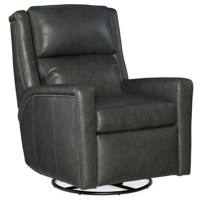Norman Recliner, Corinthian Cherry Genuine Leather, #9 Antique, Push Back
