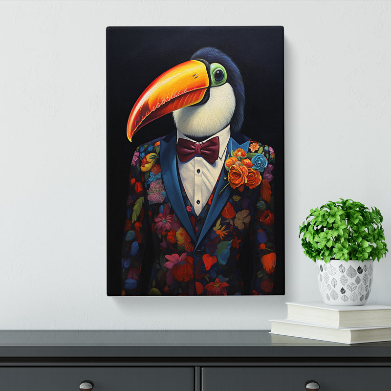 Toucan in a Suit Painting - Wrapped Canvas, 76cm H x 50cm W x 3cm D
