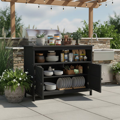 All-Weather Outdoor HIPS Buffet Storage Cabinet, Patio Console Table Side Table