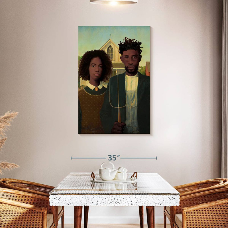 Leisha, le couple de fermiers, H 45 po x l 30 po