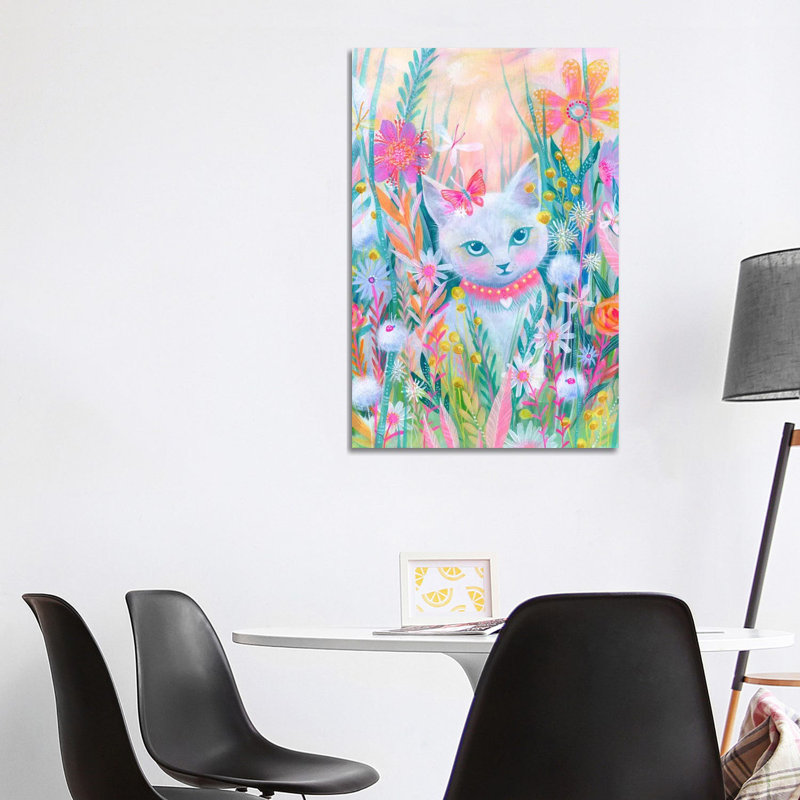 Garden Kitty by Stephanie Corfee - Wrapped Canvas Painting, 101.6 cm H x 66.04 cm W x 3.175 cm D
