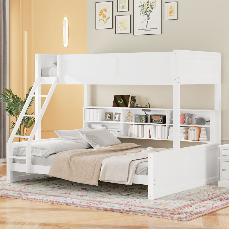 Bunk Bed With Storage, Twin XL Over Queen, Antique White