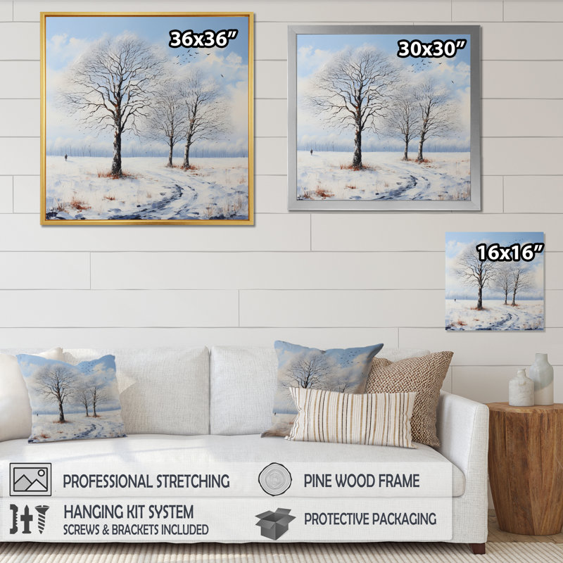 «Forest Winters Embrace Landscape I», reproduction d'art sur toile, Cadre flottant noir, H 16 po x l 16 po x P 1 po