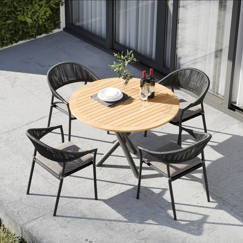 Claudia 4 Seater Dining Set, Charcoal
