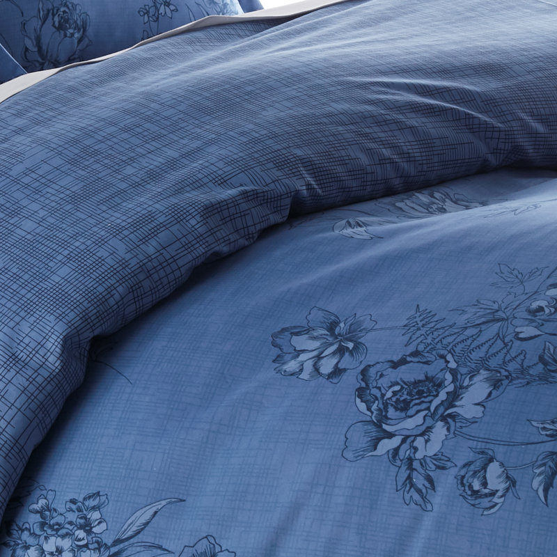 Harmony Blue Floral Microfiber Twin/Twin XL Duvet Cover Set