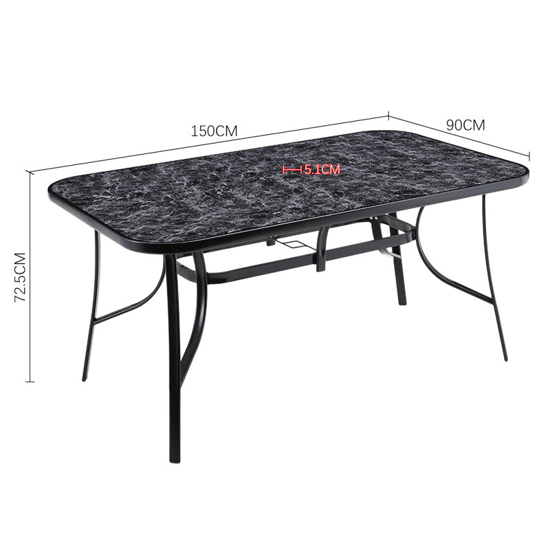 Rectangular Outdoor Table, 72.5" H x 150" W x 90" D