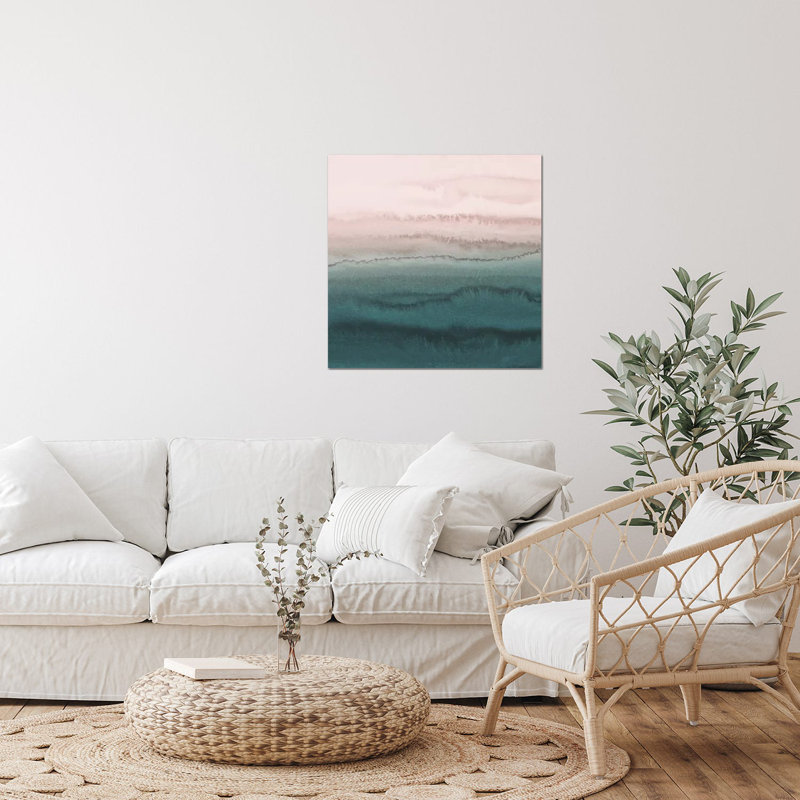 À l'intérieur de la marée - «Blush Meets Teal» par Monika Strigel - impression sans cadre, H 24 po x l 24 po x P 0,25 po