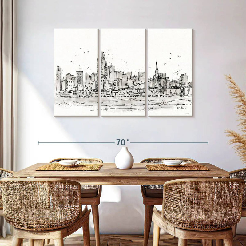 Sireci Skyline Sketches IV No Words Flowers, 36" H x 57" W