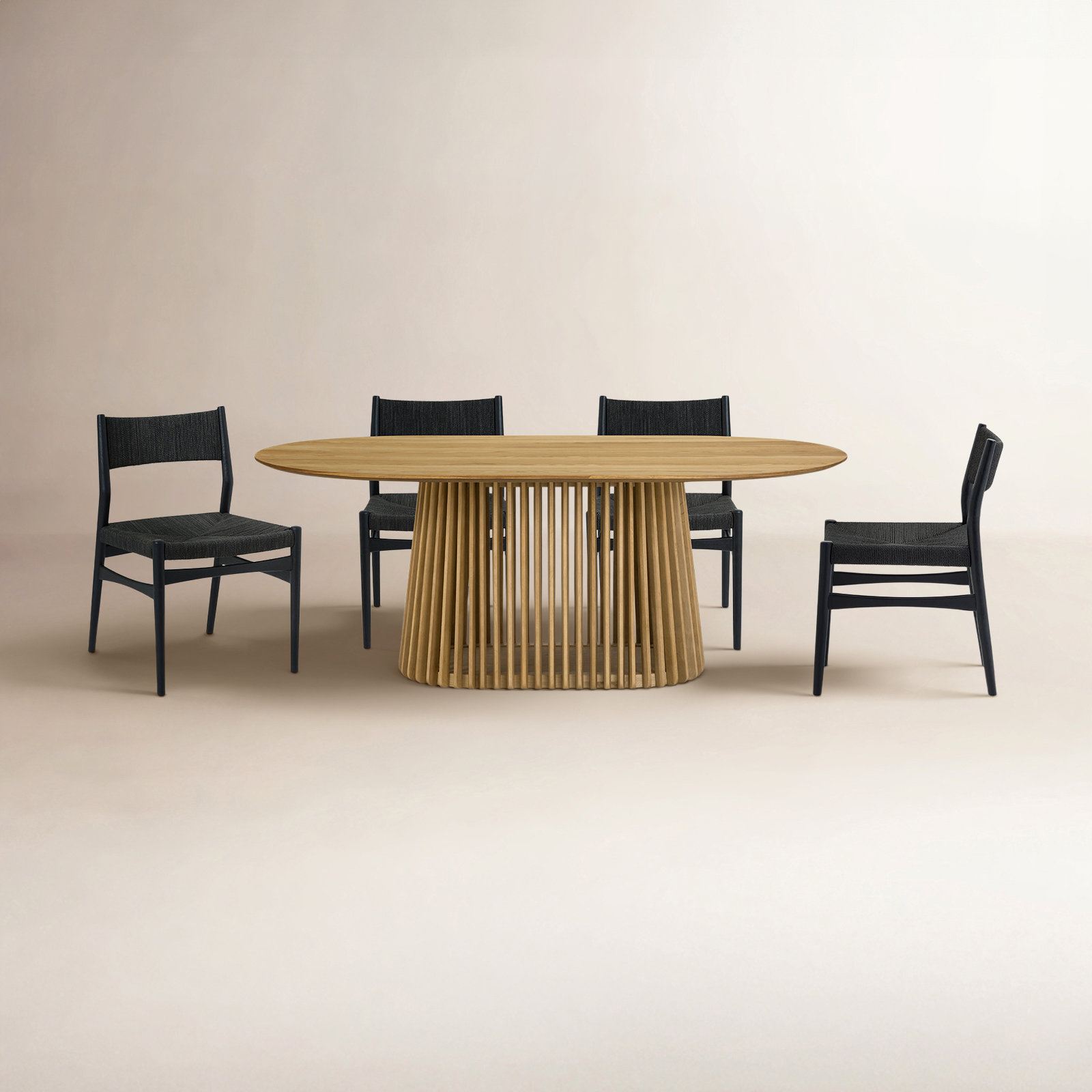 Brysa 5 - Piece Extendable Dining Set, Natural, Black, Natural