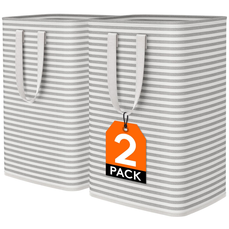 2 Pack Laundry Hamper Large Collapsible Laundry Baskets, Freestanding Waterproof Clothes Hamper