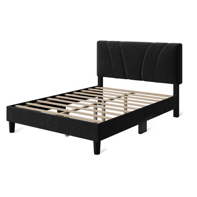 Upholstered Platform Bed with Adjustable Headboard