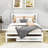 Full Wood Platform Bed with Twin Adjustable Trundle and Headboard-1668134975