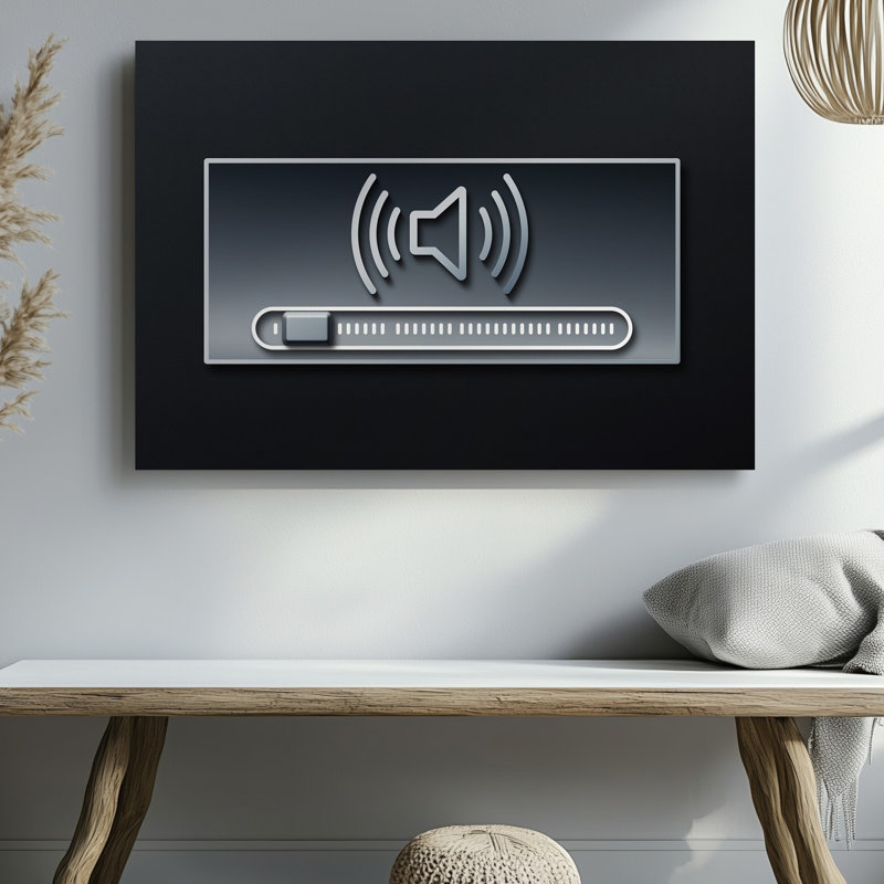 Toile «Design A Minimalist Digital Interface Design» mettant en vedette une glissière à contrôle de volume sur fond noir uni