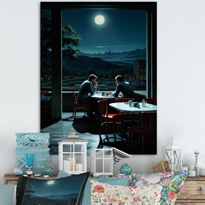 Chef-d'œuvre Nighthawks par Edward I - Art mural de salon, H 20 po x l 12 po x P 1 po, Toile tendue