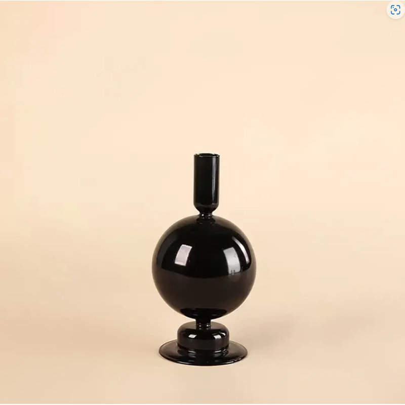 Bougeoirs larges modernes transparents noirs