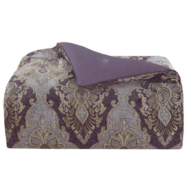 California King White and Lavender Jacquard Microfiber Comforter Set