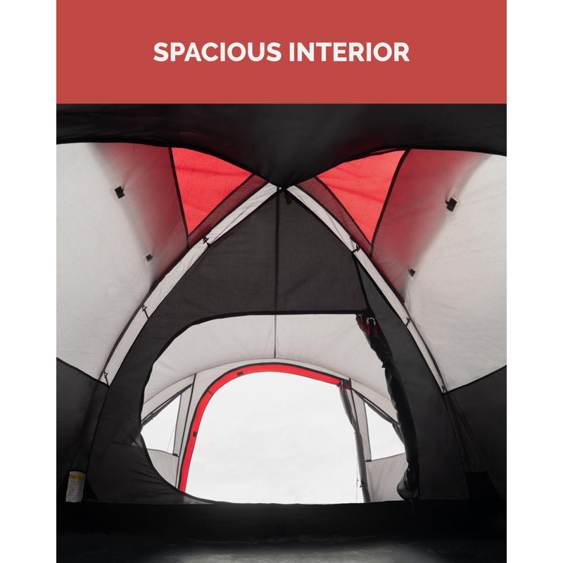 4 Person Tent, Grey/Red