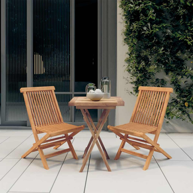 Darbydale 2 - Person Teak Wood Patio Dining Set with Square Table