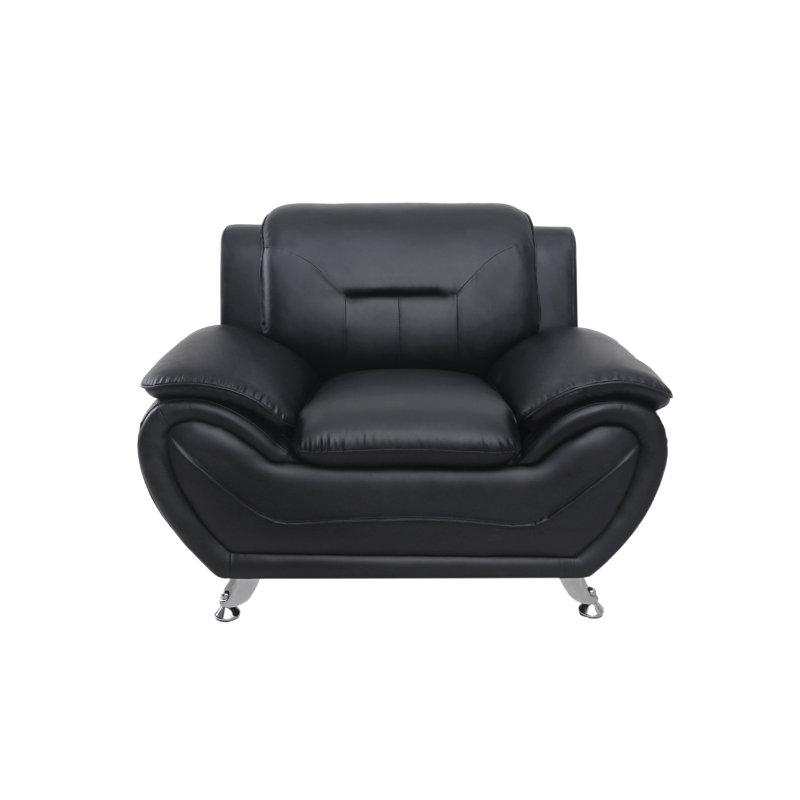 Sanuel Faux Leather Club Chair, Black
