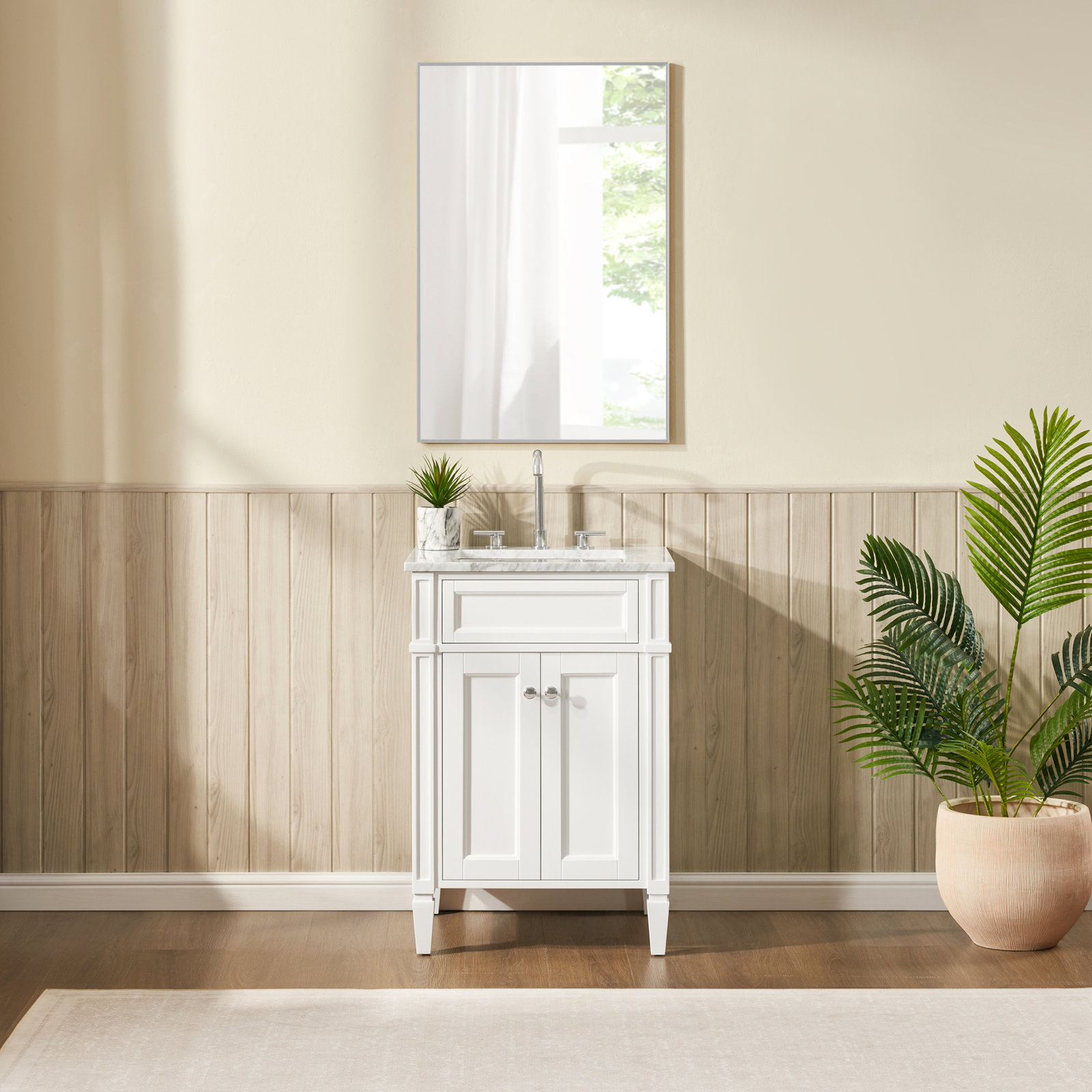 Alexxis  24 in. W x 21 in. D x 35 in. H Single Sink Freestanding Bath Vanity in Empire Gray with Carrara Marble Top