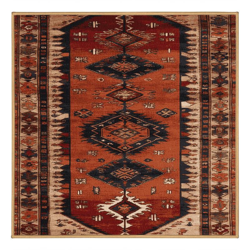Tapis brun turc lavable à la machine, Carré 4 pi