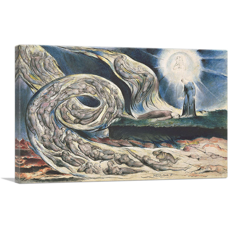 «Circle of the Lustful» par William Blake, reproduction d'art sur toile tendue, H 26 po x l 40 po x P 0,75 po