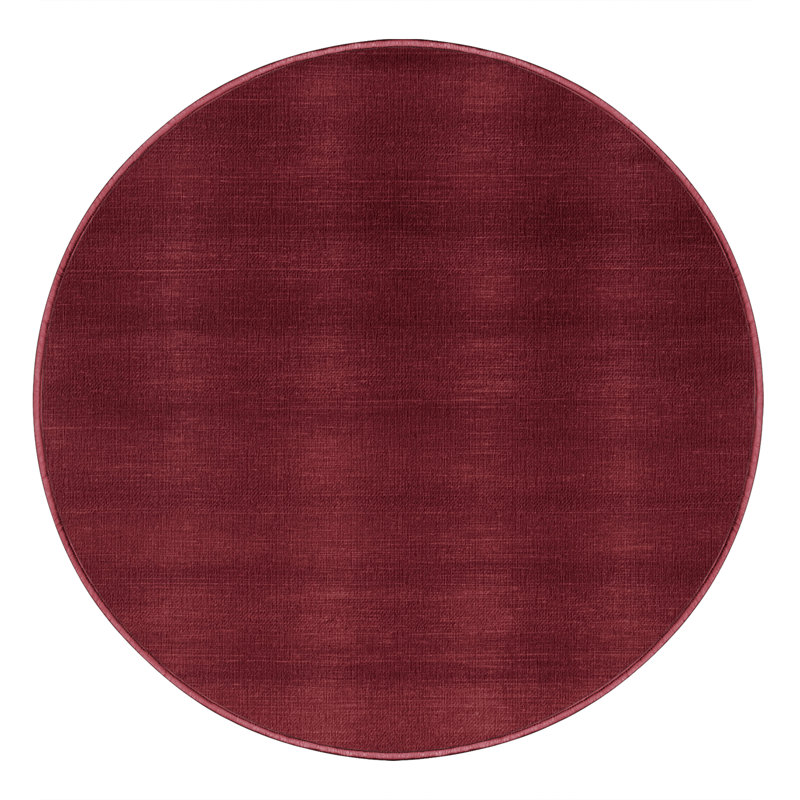 Tapis rouge uni lavable à la machine, Rond 3 pi