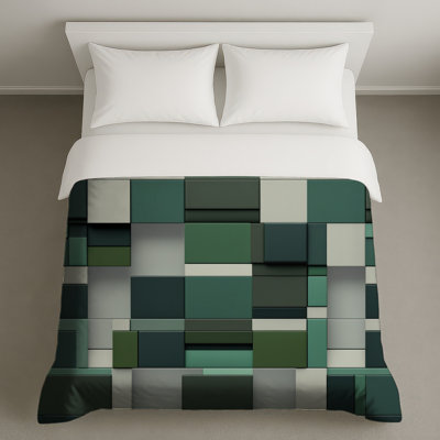 Housses de couette à blocs géométriques verts