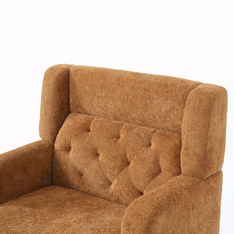 Fauteuil d'appoint capitonné, Orange Plush Fabric