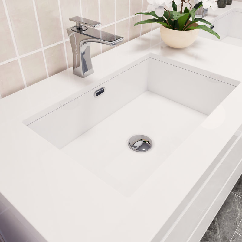 Azden 59.5" Wall-Mounted Double Bathroom Vanity Set, High Gloss White