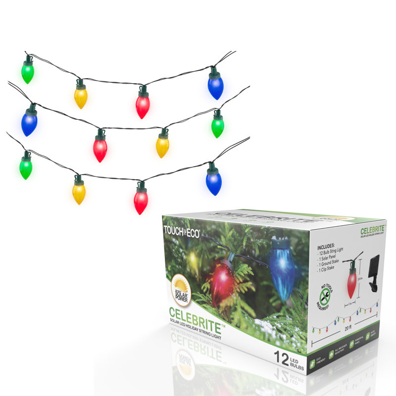 Celebrite 12 Multicoloured Bulb Solar Powered LED String Lights