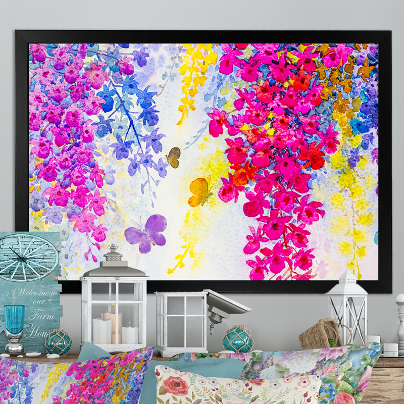Composition colorée de fleurs en floraison - impression sur cadre flottant, Cadre noir, H 8 po x l 12 po x P 1 po