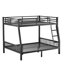 Lit superposé double au-dessus de grand lit en métal noir - stable et sécuritaire avec structure de garde-corps