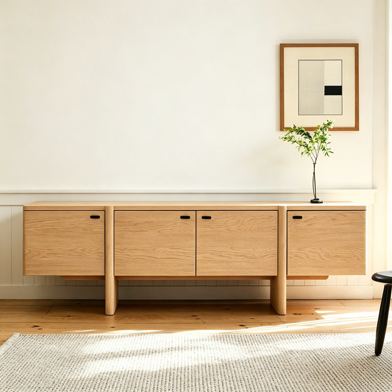 Meuble télé français rétro et simple, Brun orangé