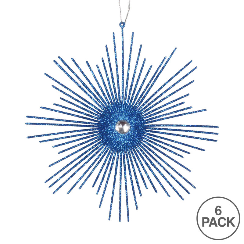 Ornement en forme de flocon de neige scintillant de 6,5 po, Bleu