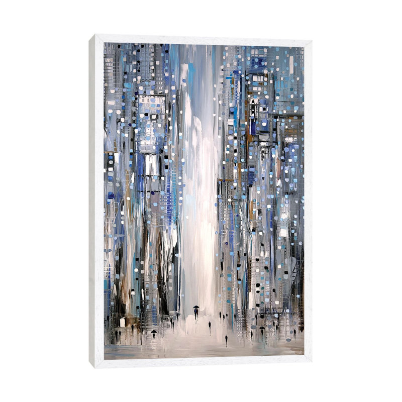 Together Under One Umbrella by Ekaterina Ermilkina - Painting on Canvas, White Framed, 101.6 cm H x 66.04 cm W