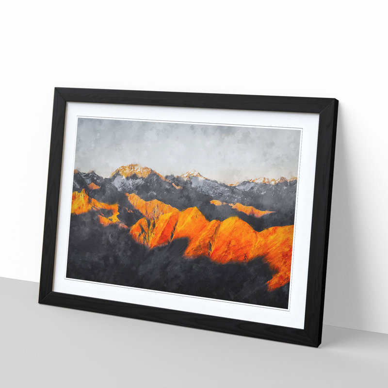 Orange Mountains in Italy - Picture Frame Graphic Art Print, 62cm H x 87cm W x 2cm D, Black Framed