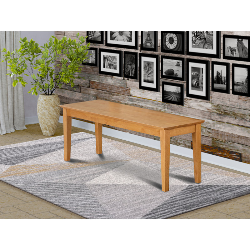 Capri Dining Room Bench with Wood Seat, Oak, Oak