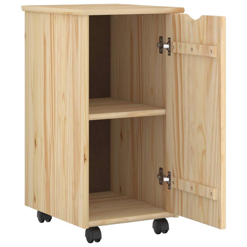 34 cm W Solid Wood Filing Cabinet, Brown