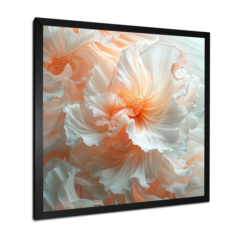 Abstrait fleur, crème, pétale symphonie II - art mural floral abstrait, Reproduction encadrée d'une seule photo