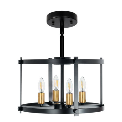 5-Light Kitchen Island Foyer Rectangle Chandelier With Wrought Iron Accents -  Everly Quinn, 4B33115FA1E54C4F952AF558F06194E2