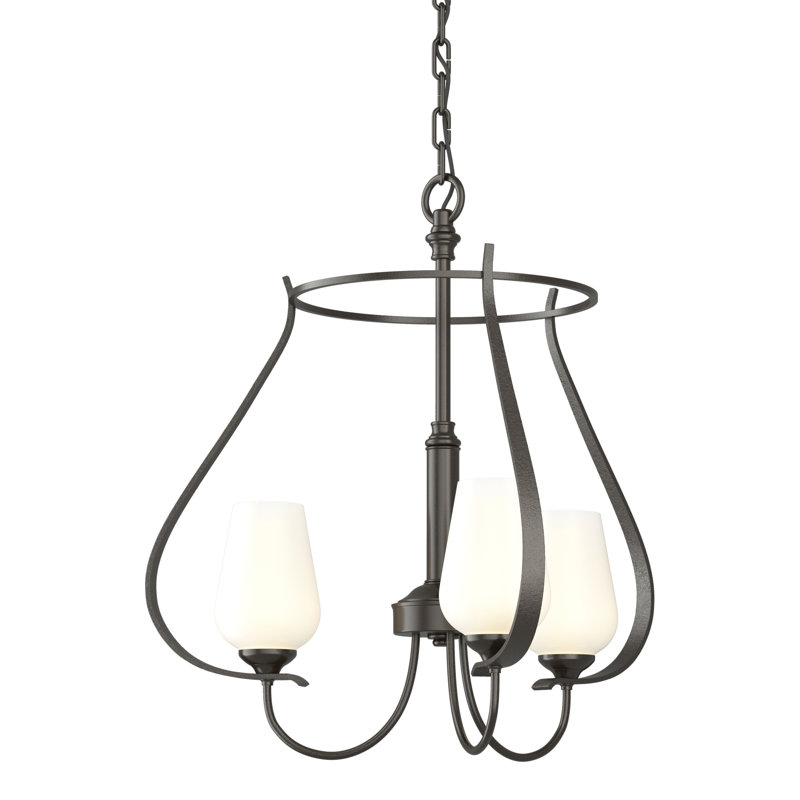 Flora 3 - Light Candle Style Classic / Traditional Chandelier, Opal, Oil Rubbed Bronze