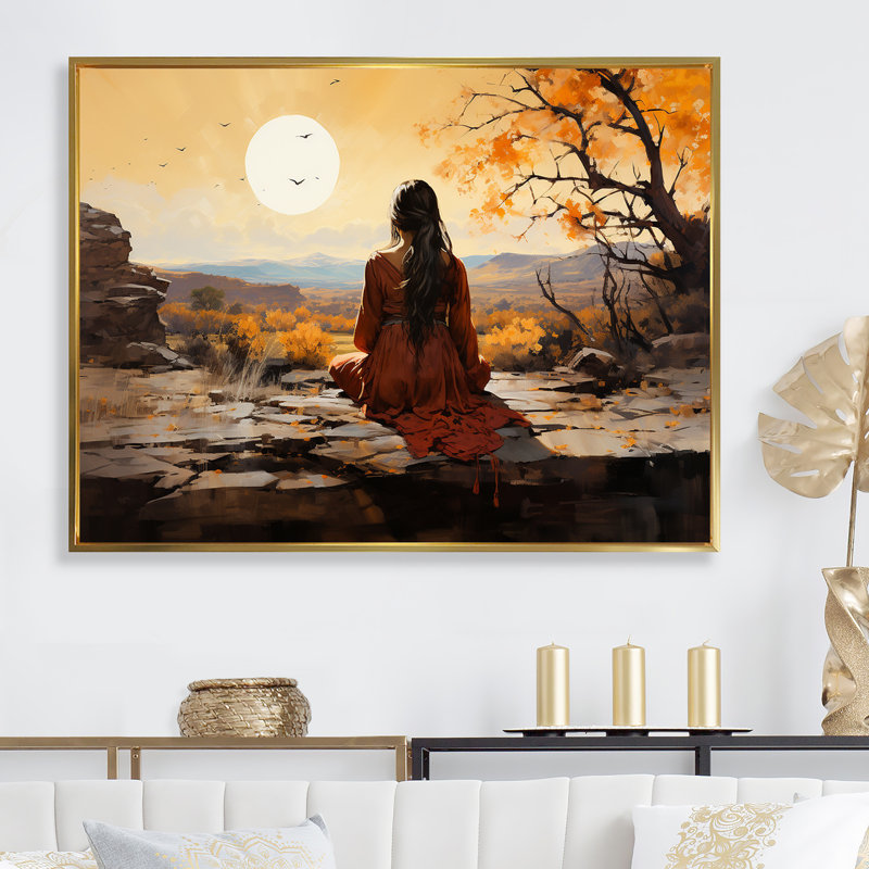 Native Mesa Meditations sur toile, H 30 po x l 40 po x P 1,5 po, Cadre flottant doré